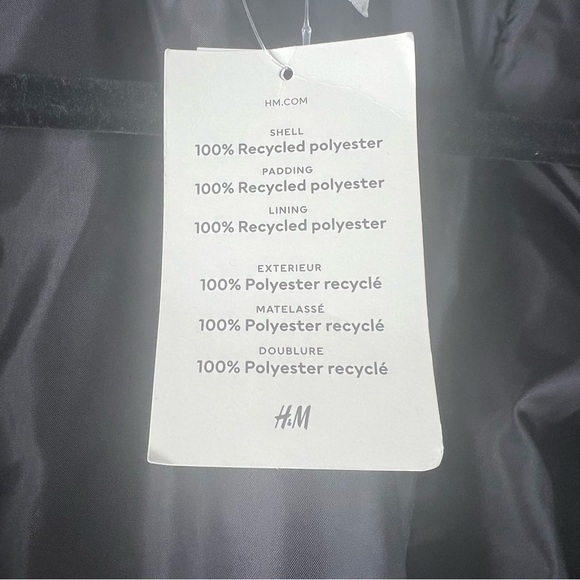 H&M Youth Boys Girls Padded Bomber Jacket Coat Top Size 8-10 Black Brand New NWT - Picture 5 of 8